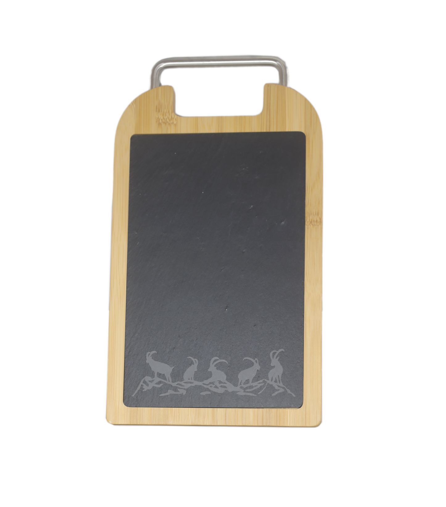 Serving board metal handle Capricorn bamboo/slate large