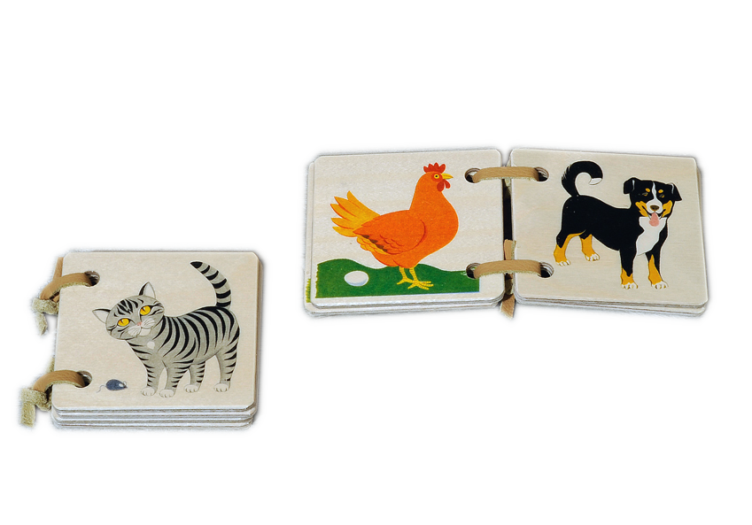 Libro illustrato in legno animali domestici 6 cm