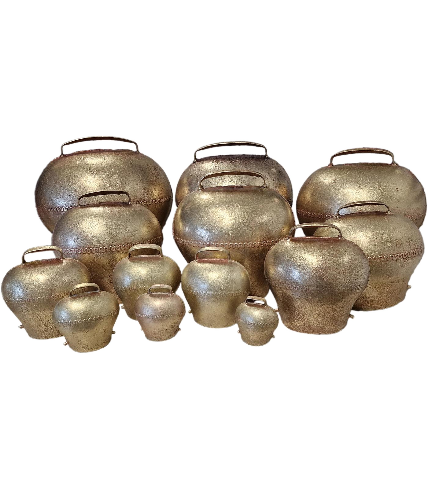 Frogmouth bell, brass-plated steel