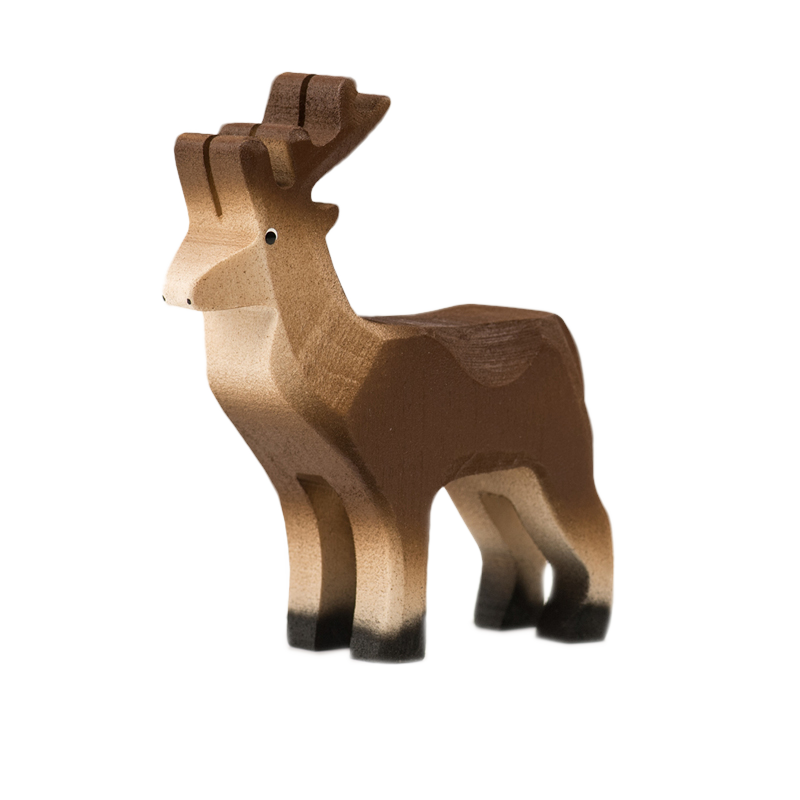Deer standing wooden animal