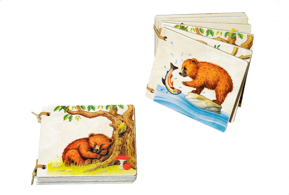 Wooden picture book bears 11.5cm