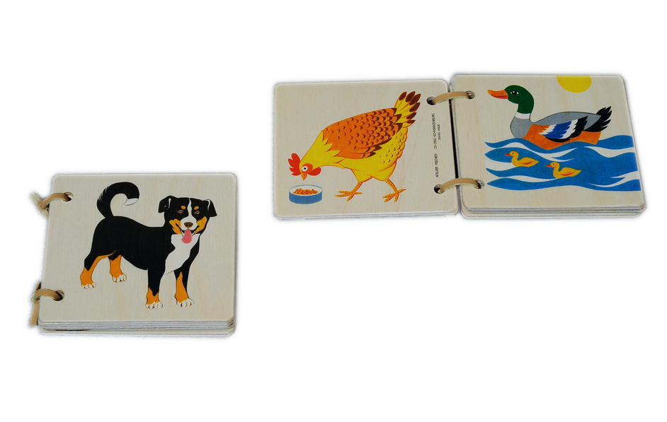 Libro illustrato in legno Animali domestici 9,30 cm