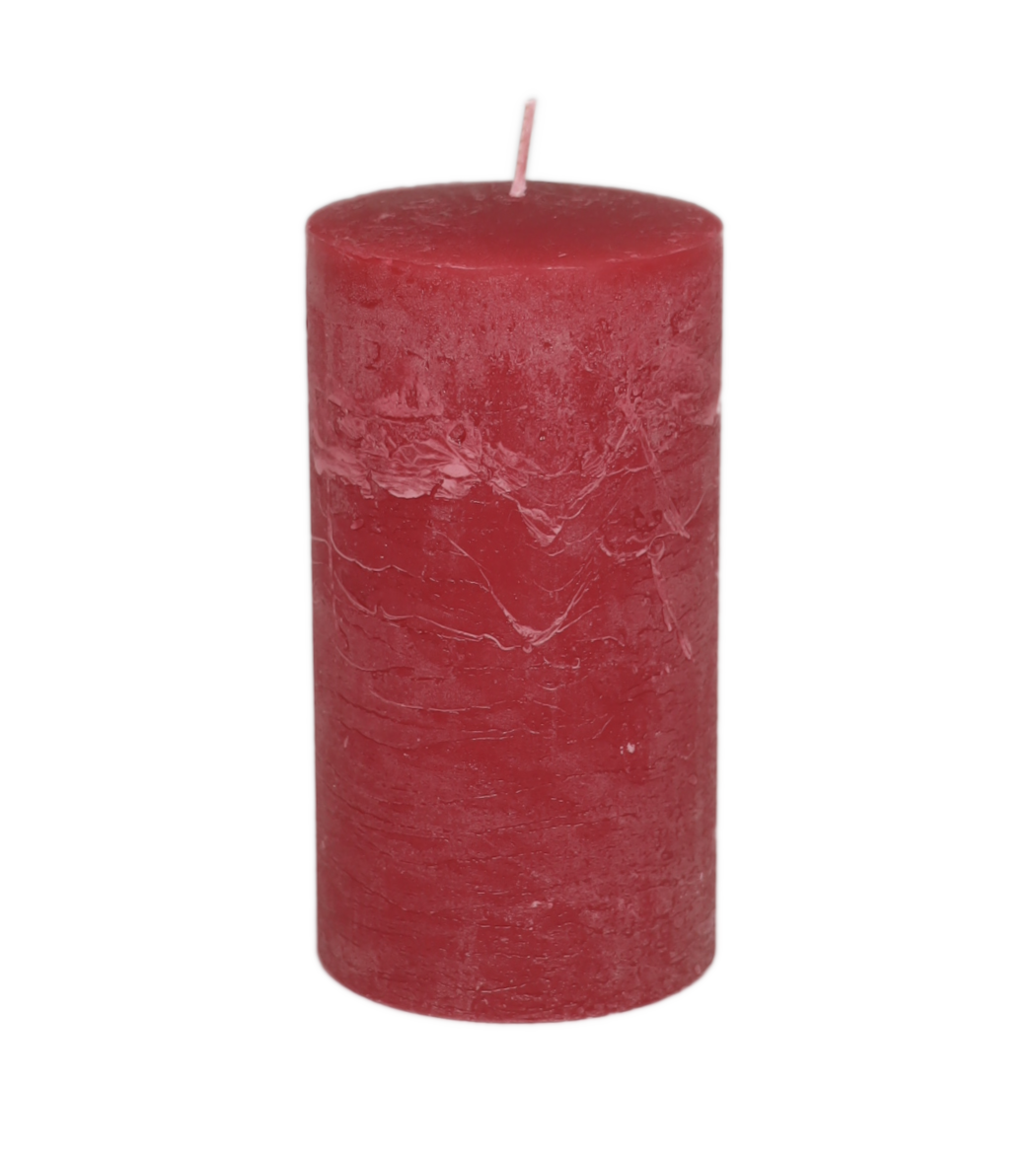 Kerze Raureif Stumpen bordeaux