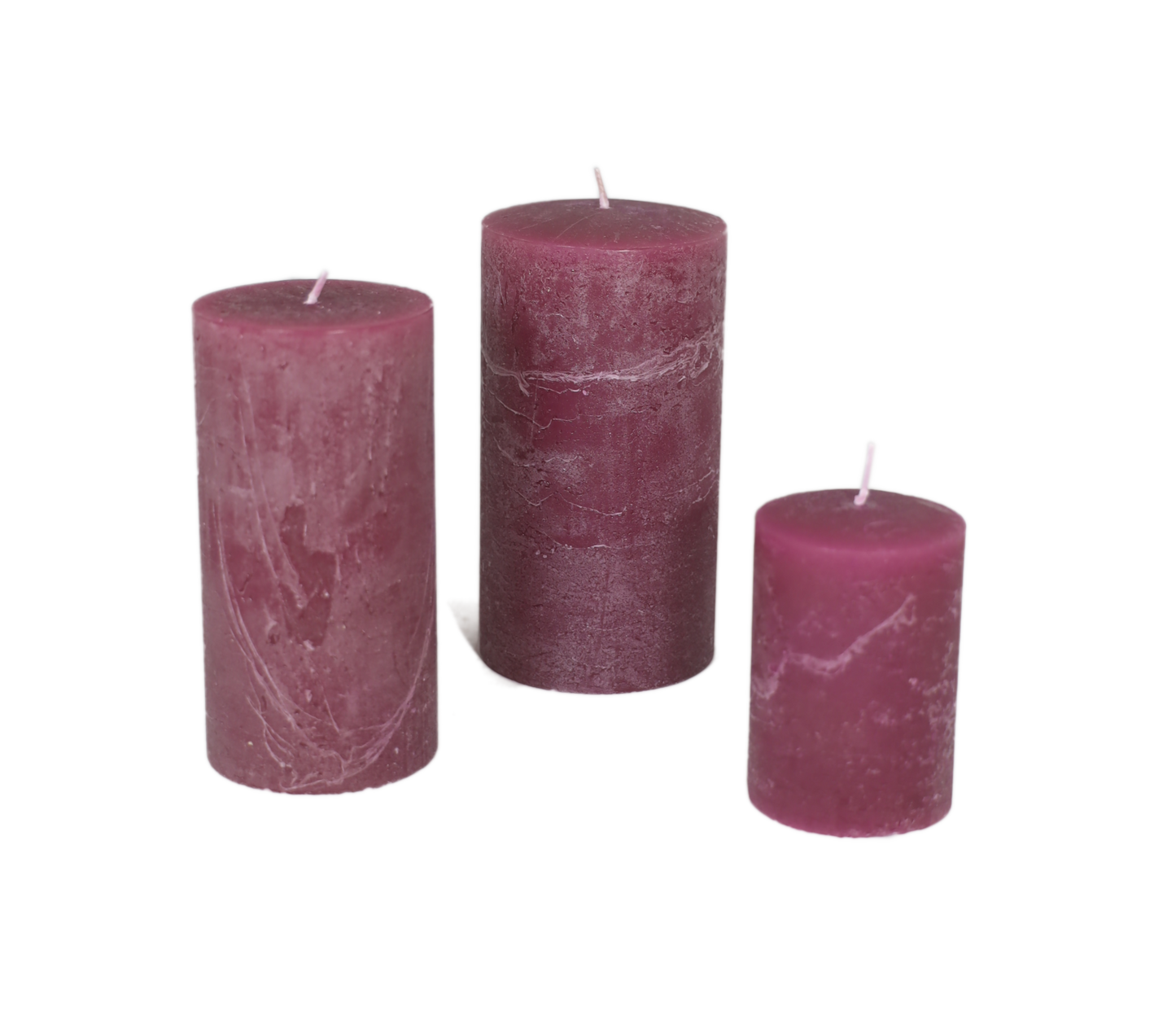 Kerze Raureif Stumpen aubergine