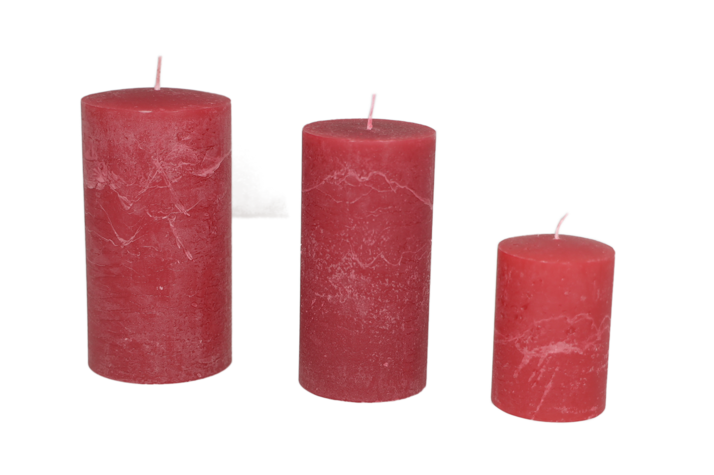 Kerze Raureif Stumpen bordeaux