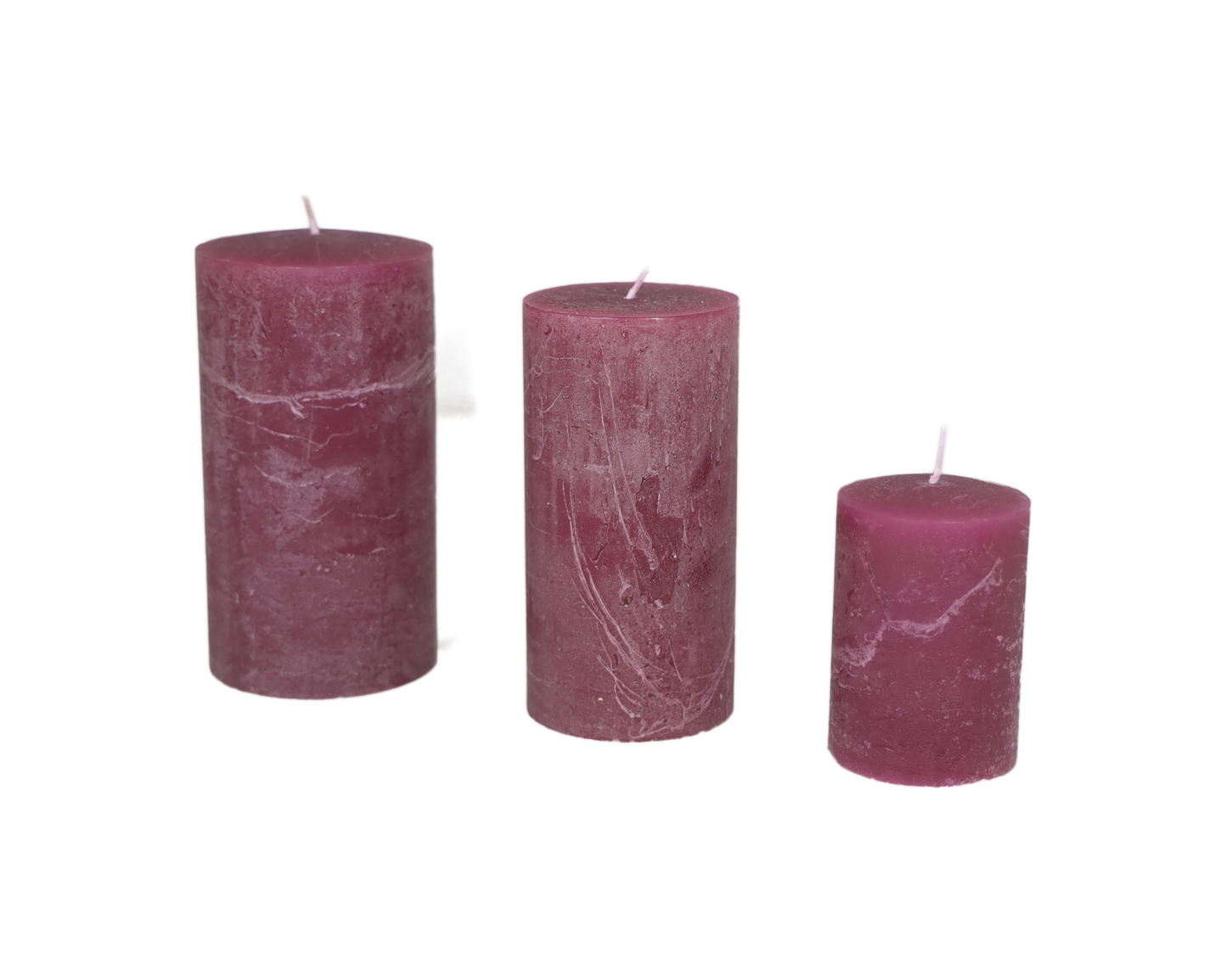 Kerze Raureif Stumpen aubergine