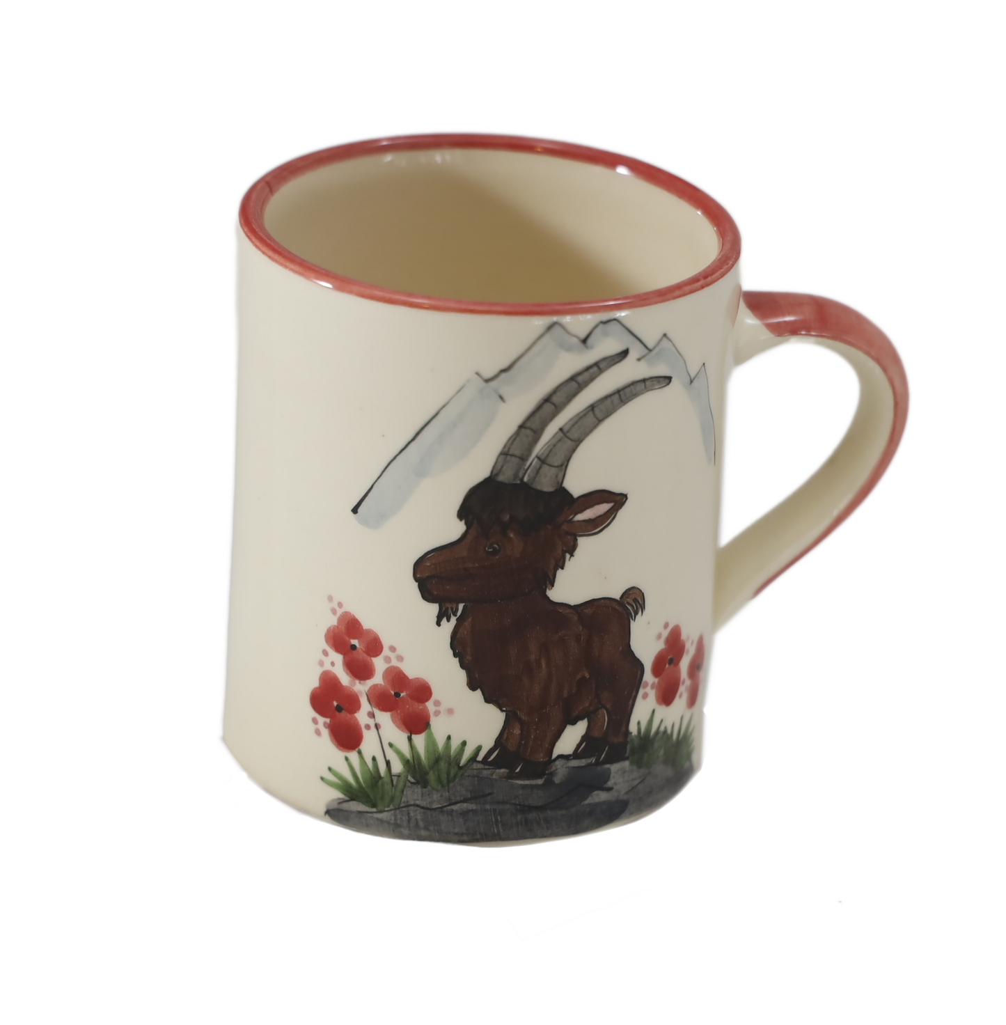 Kindertasse Steinbock Keramik rosa