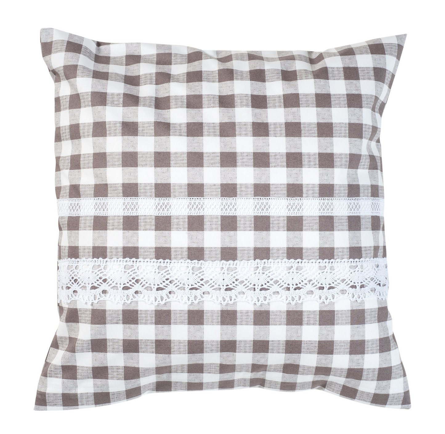 Checked pillowcase with lace without filling