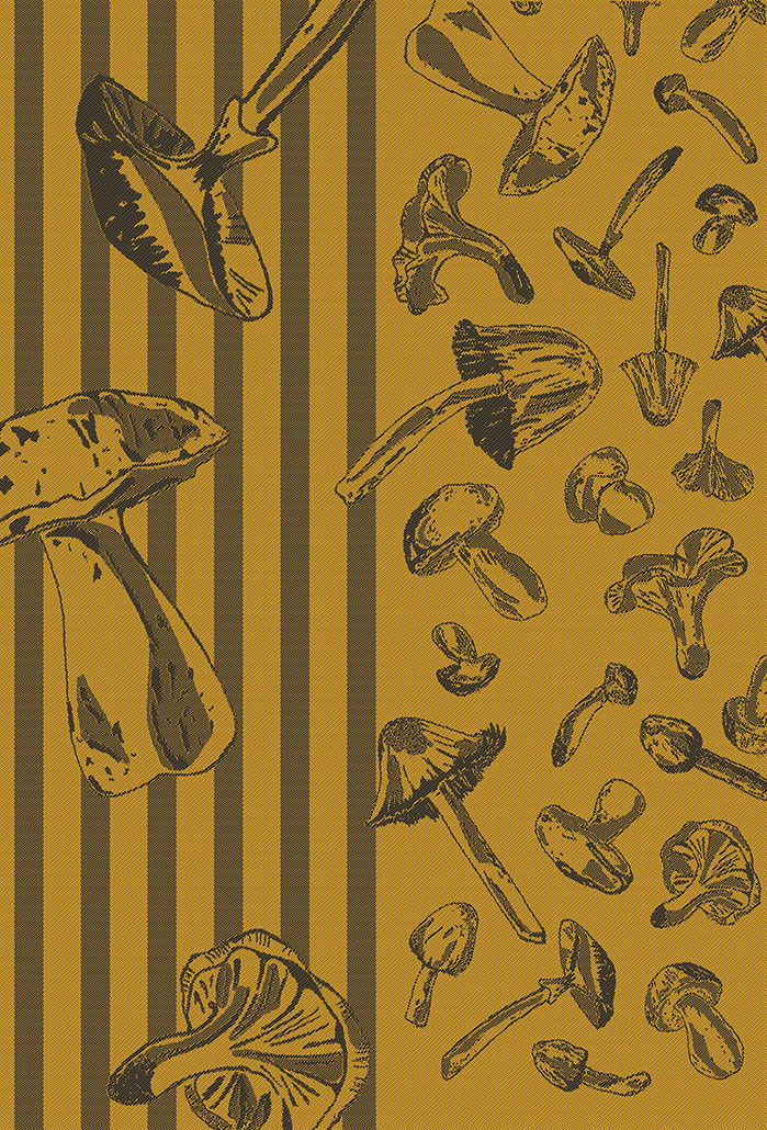 Kitchen towel mushrooms half linen