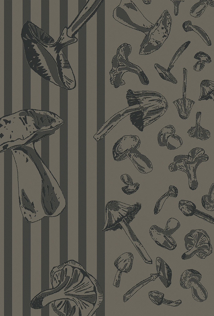 Kitchen towel mushrooms half linen