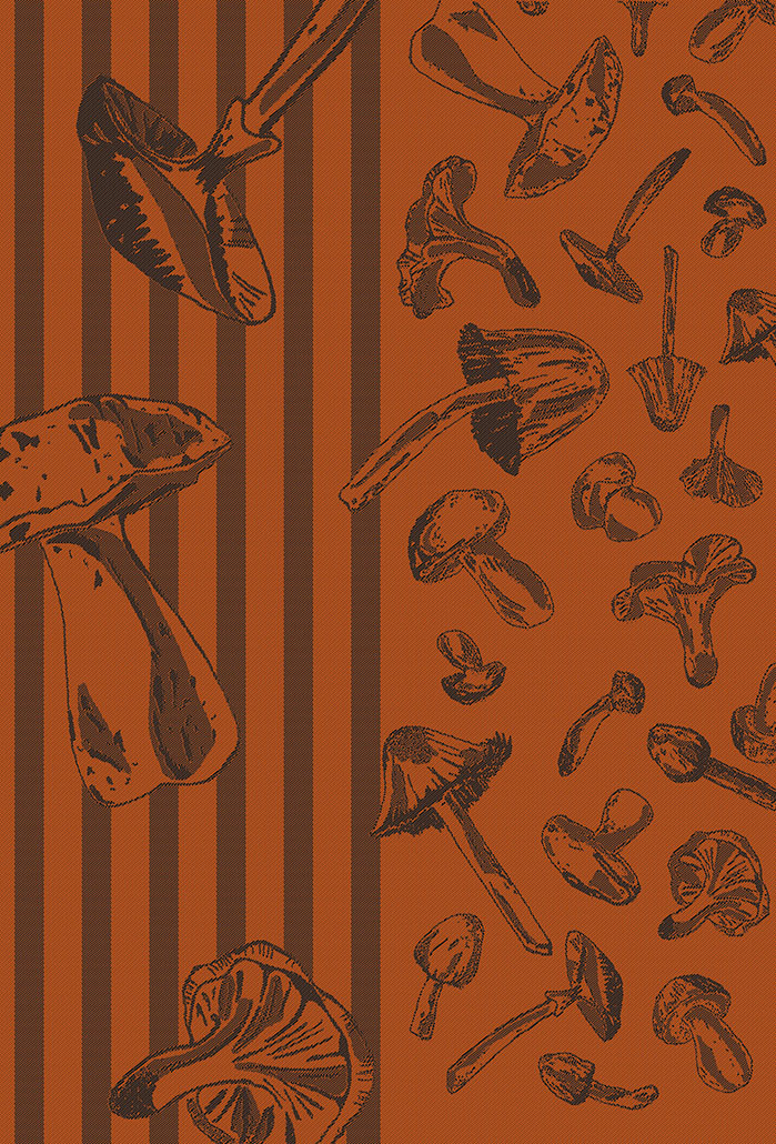 Kitchen towel mushrooms half linen