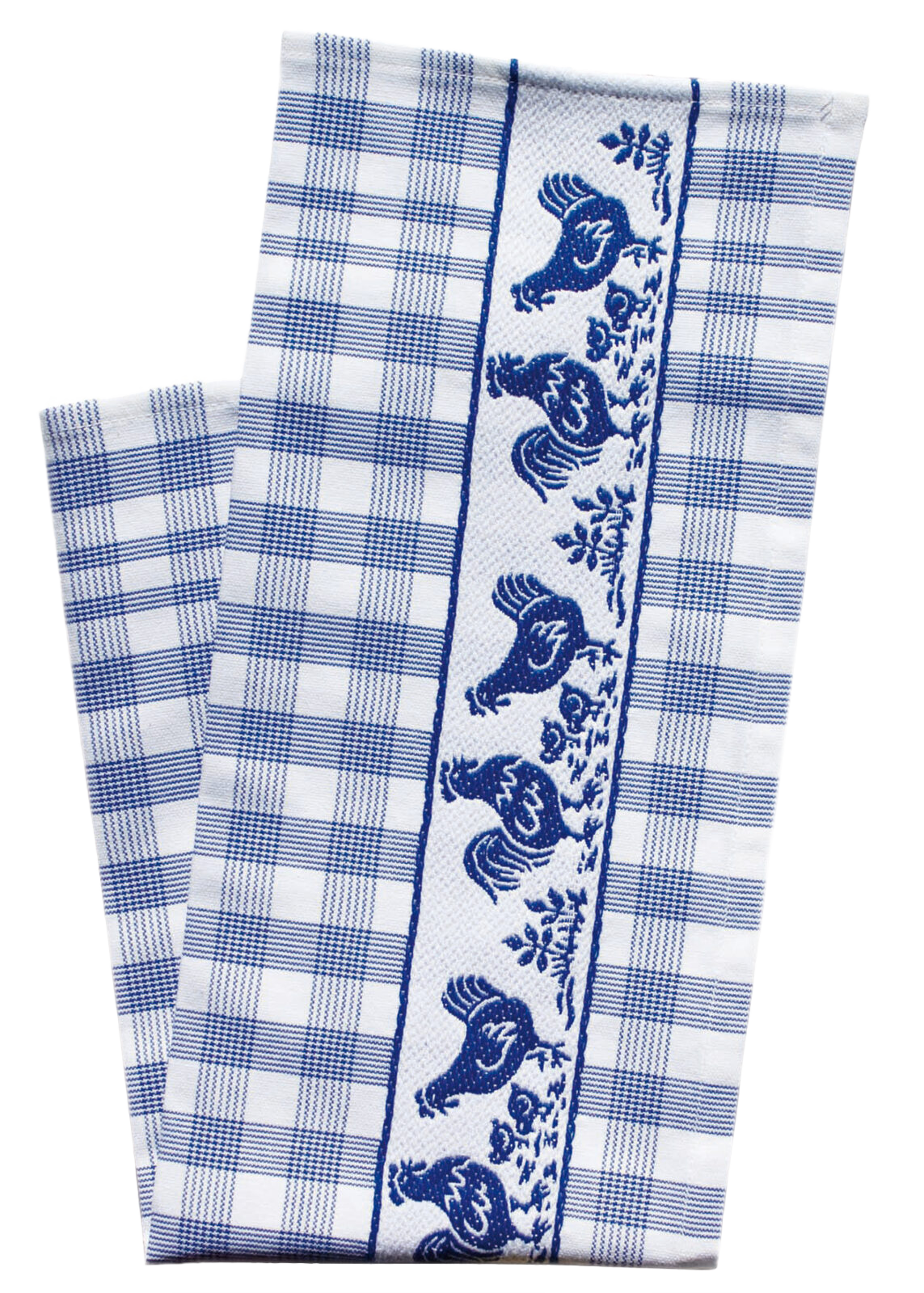 Kitchen towel check/chickens & chicks cotton