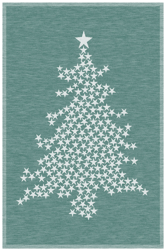 Kitchen towel Christmas tree stars half linen
