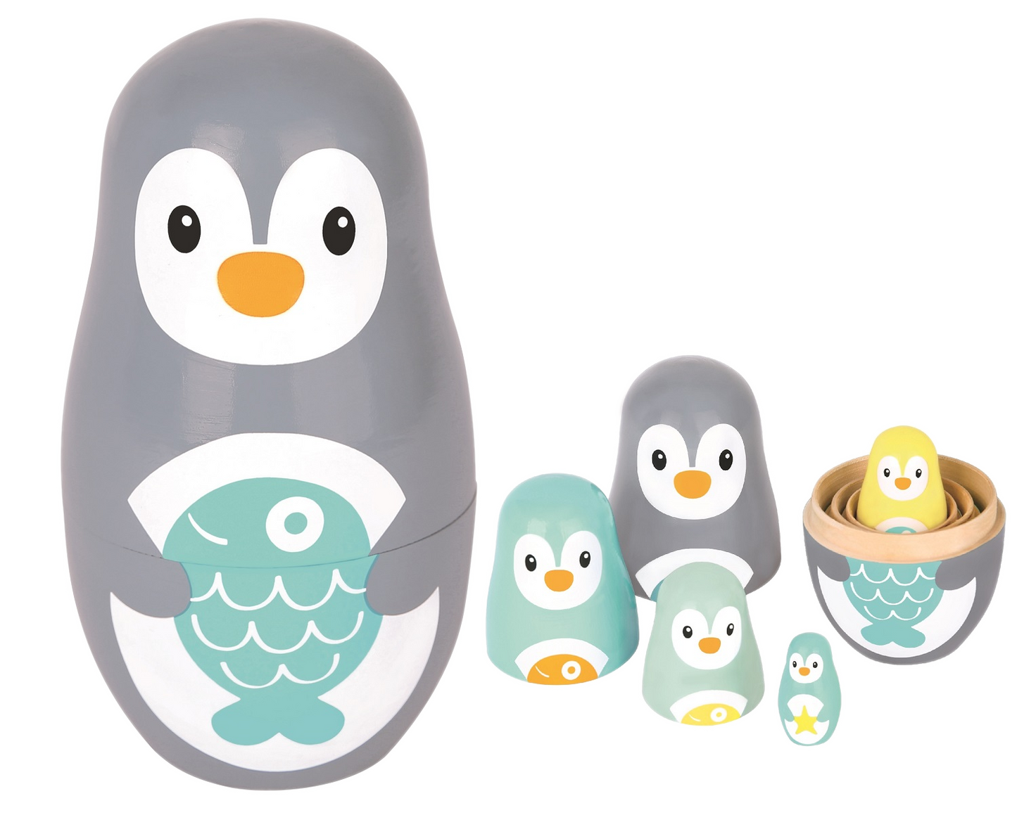 Matryoshka penguin wood