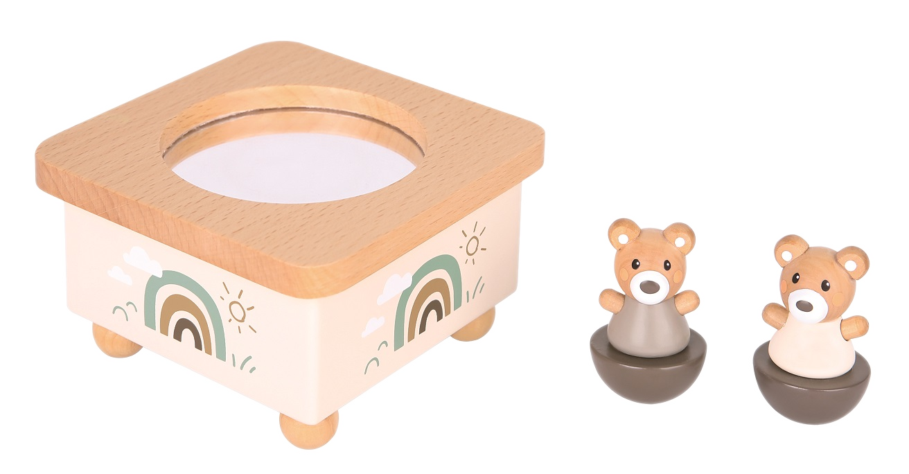 Music box dancing bears wood brown