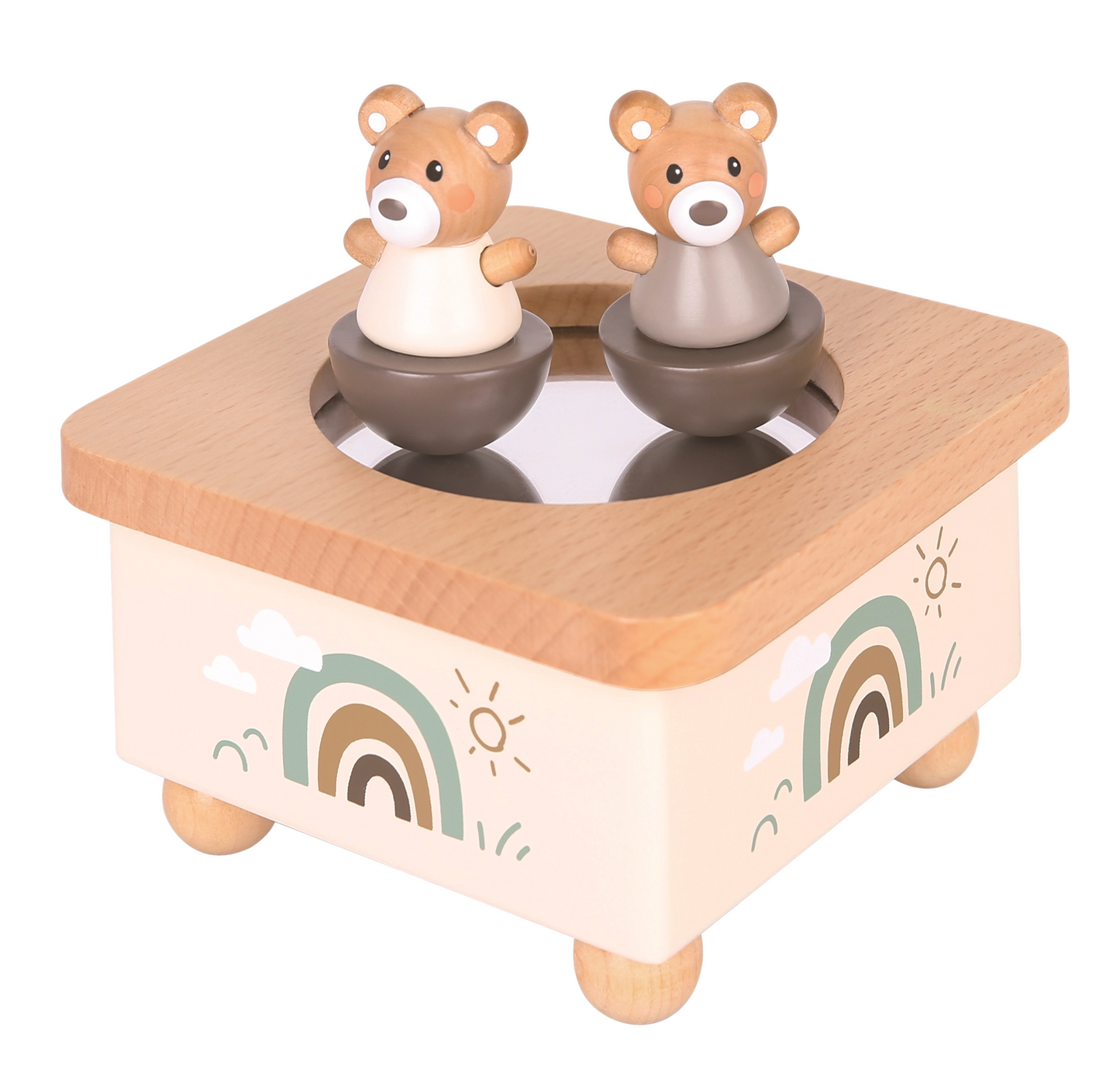Music box dancing bears wood brown
