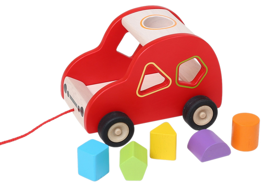 Pull-along car sorting game wood