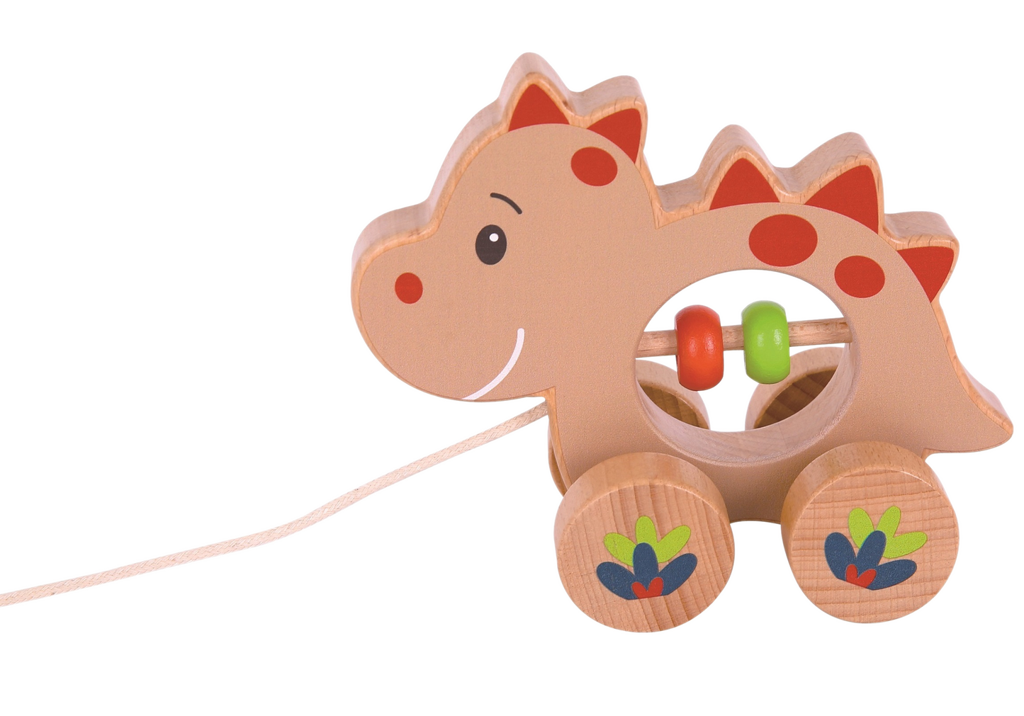 Pull-along wooden dinosaur