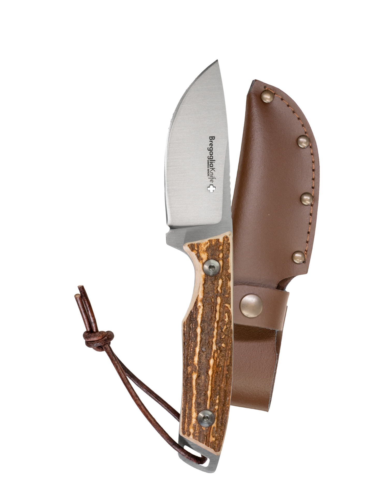Outdoor knife with full-tang antler blade