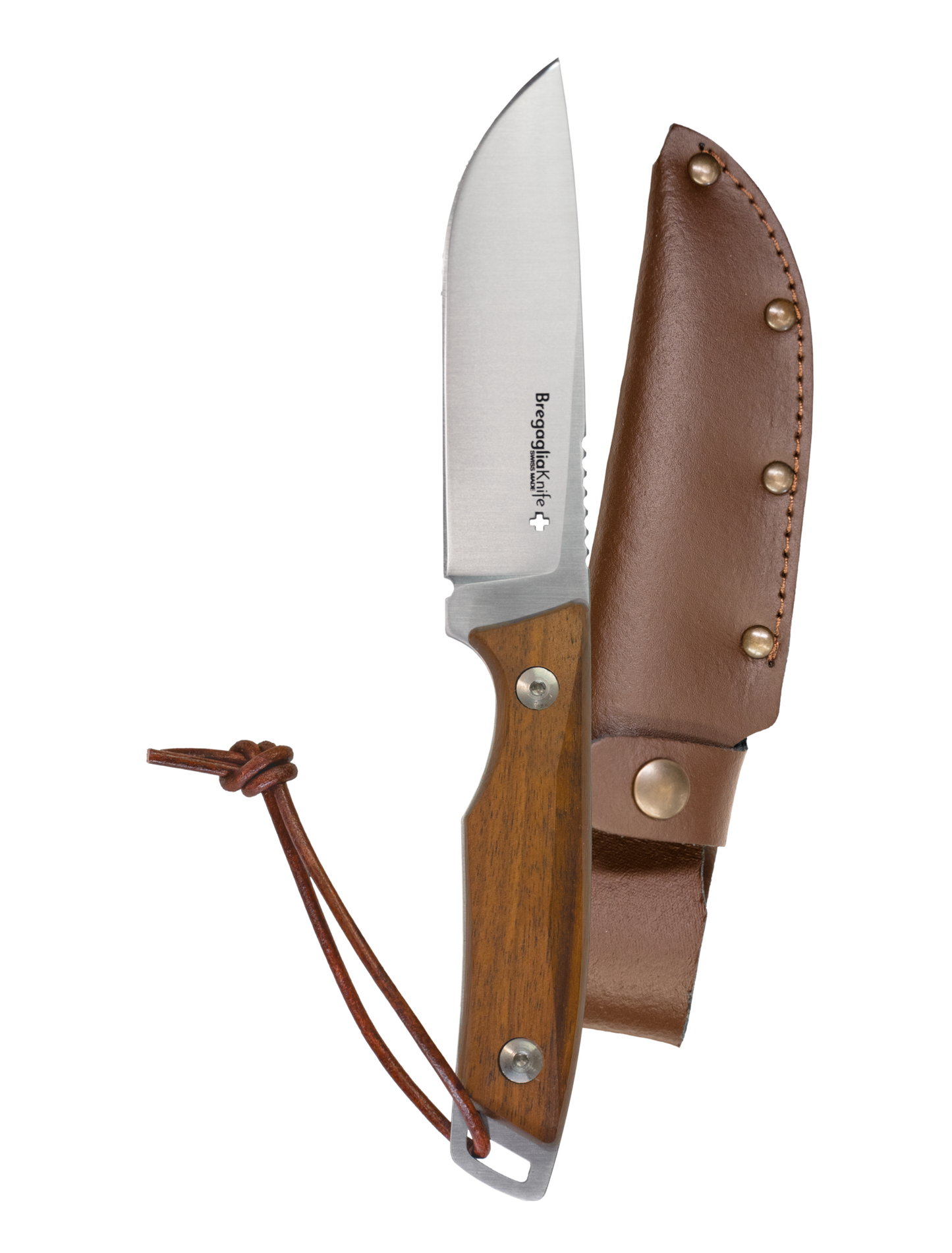 Outdoor knife with full-tang blade walnut
