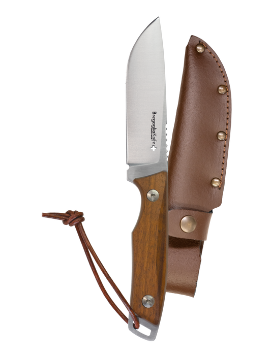 Outdoor knife with full-tang blade walnut
