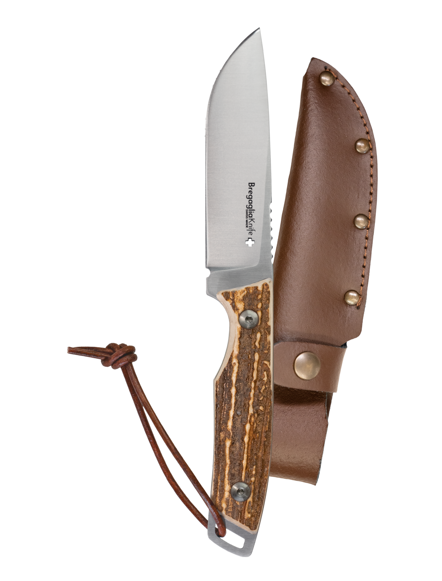 Outdoor knife with full-tang antler blade