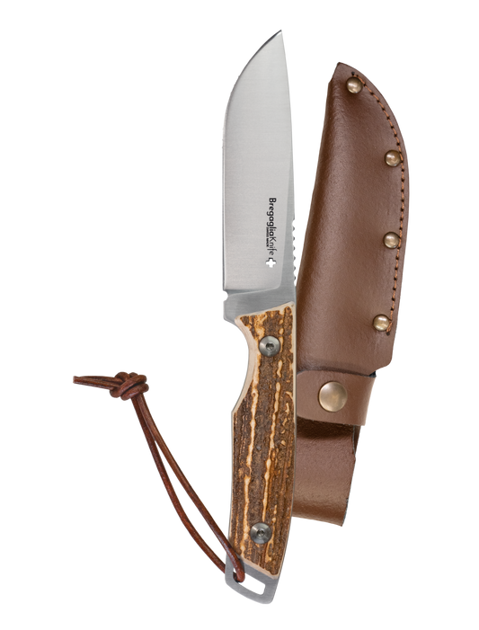Outdoor knife with full-tang antler blade