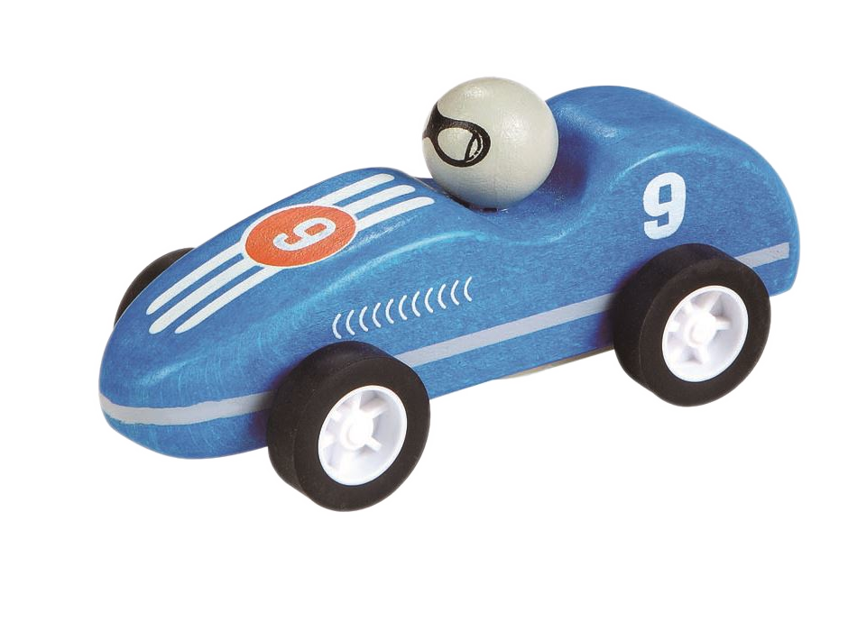 Racing car with pull-back drive wood