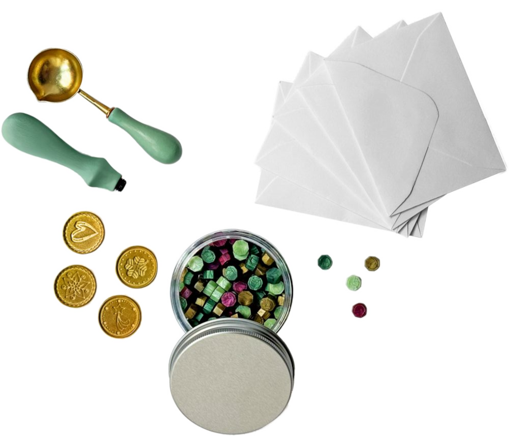 Siegelwachs-Set mit 4 Stempel
