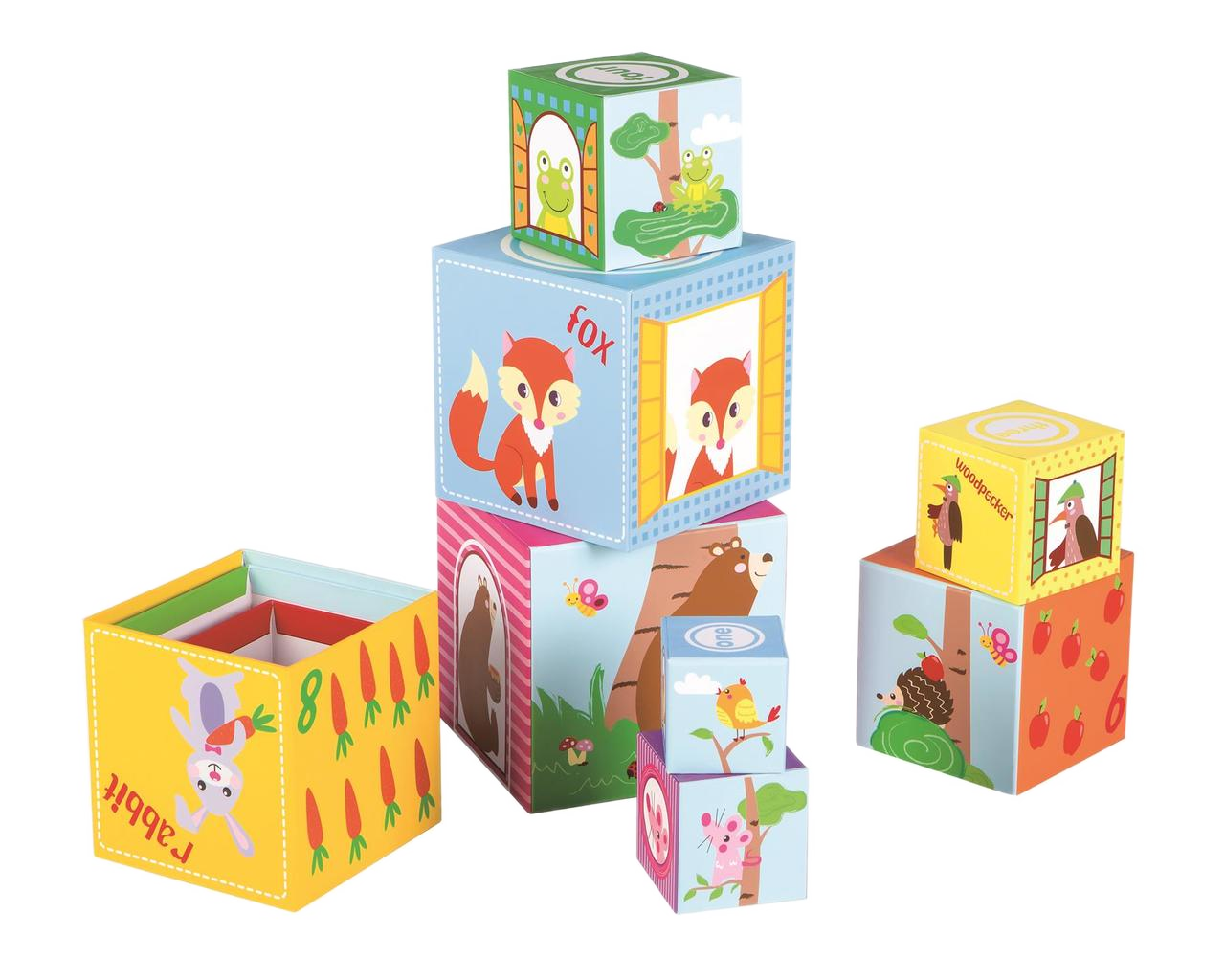 Torre impilabile di animali della foresta in cartone