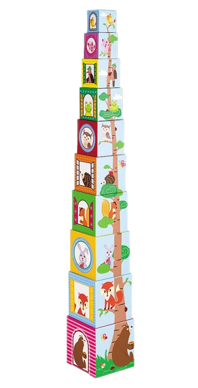 Torre impilabile di animali della foresta in cartone