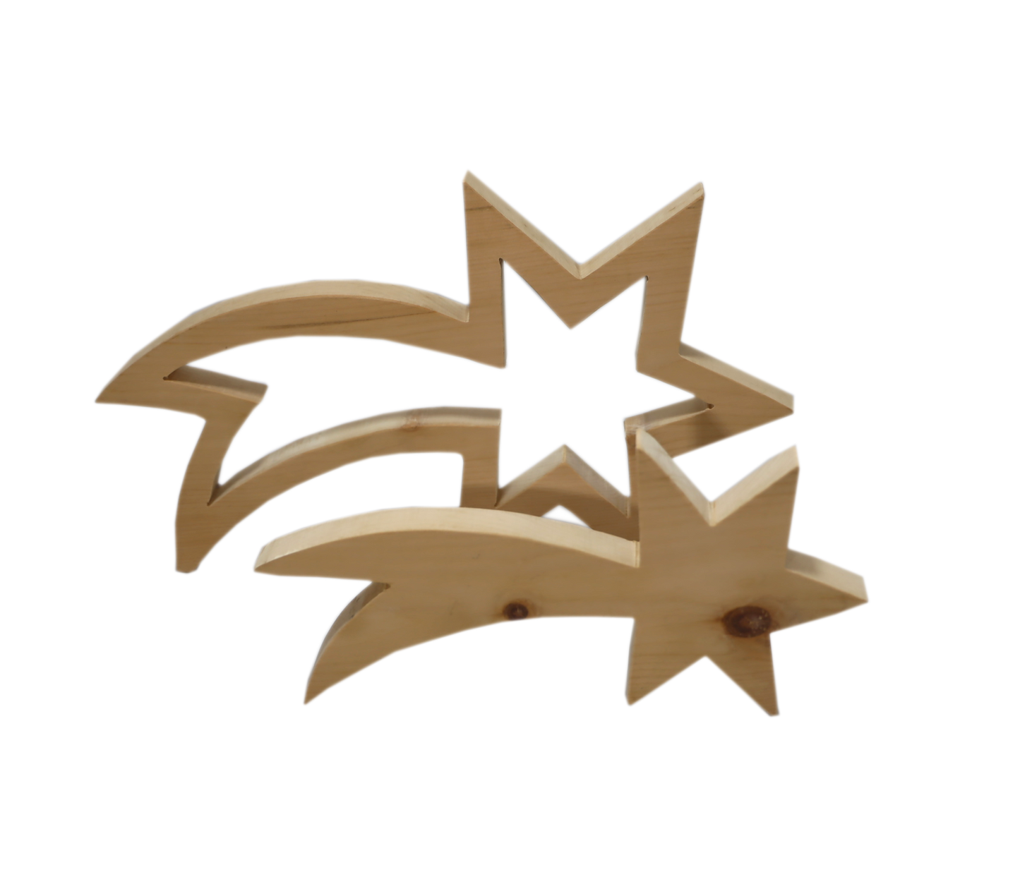 Shooting star made of pine wood, 2 pieces