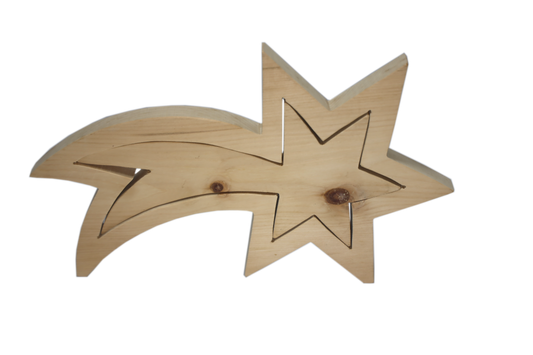 Shooting star made of pine wood, 2 pieces