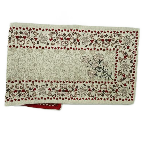 Tischläufer Herzen+Edelweiss beige/rot
