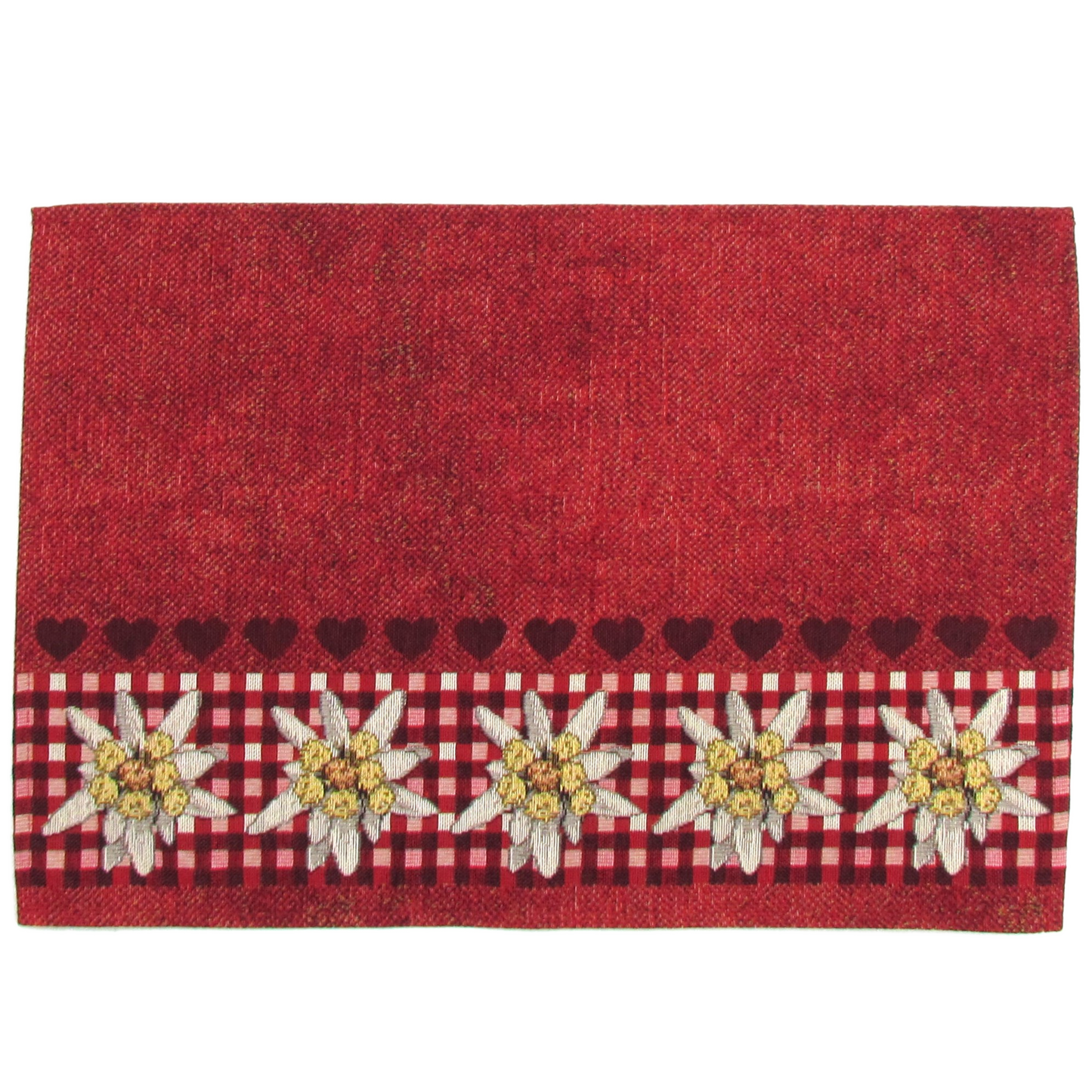 Tischset Herzen/grosse Edelweisse rot