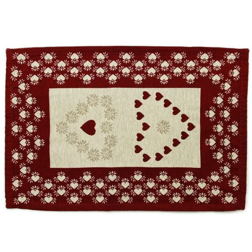 Tovaglietta a forma di cuori rosso/beige