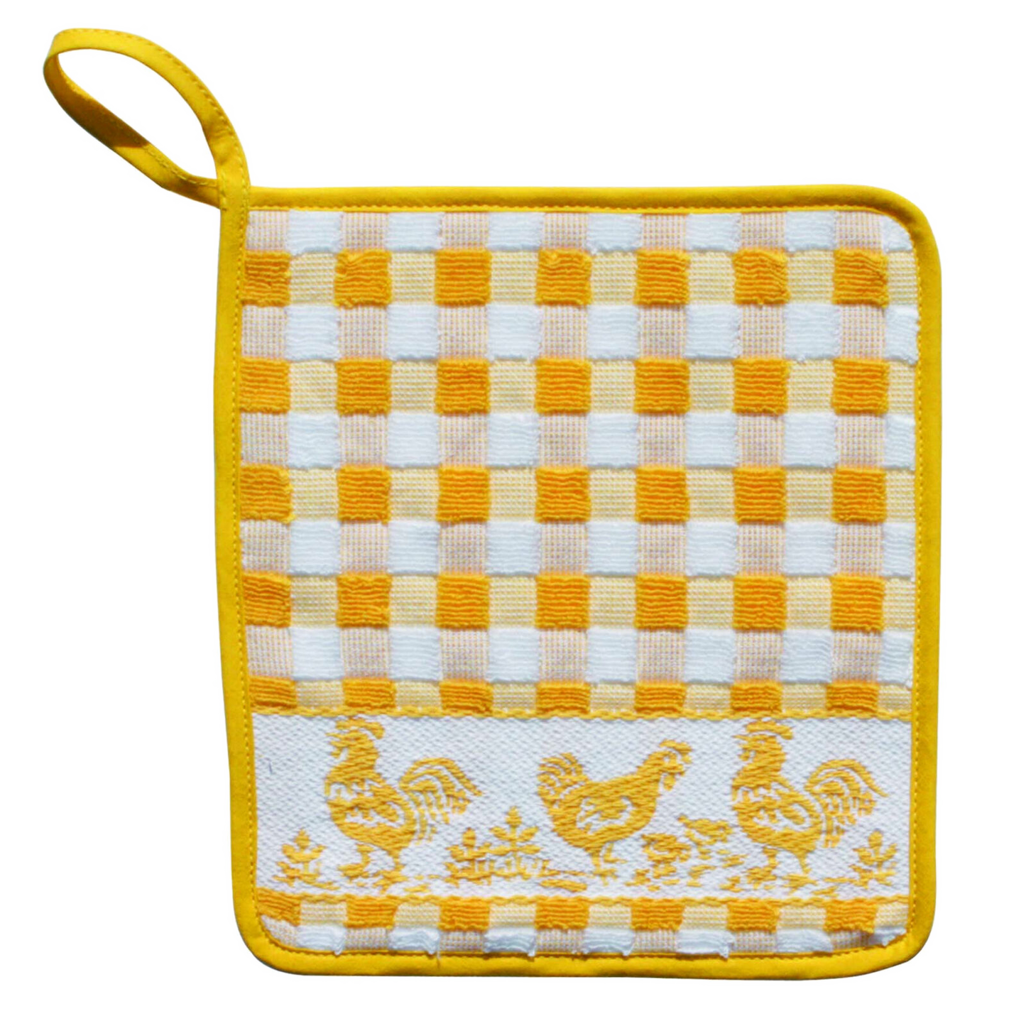 Topflappen Karo/Hühner&Küken Frottier