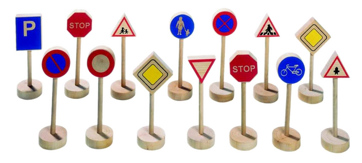 Traffic signs 14-piece wooden