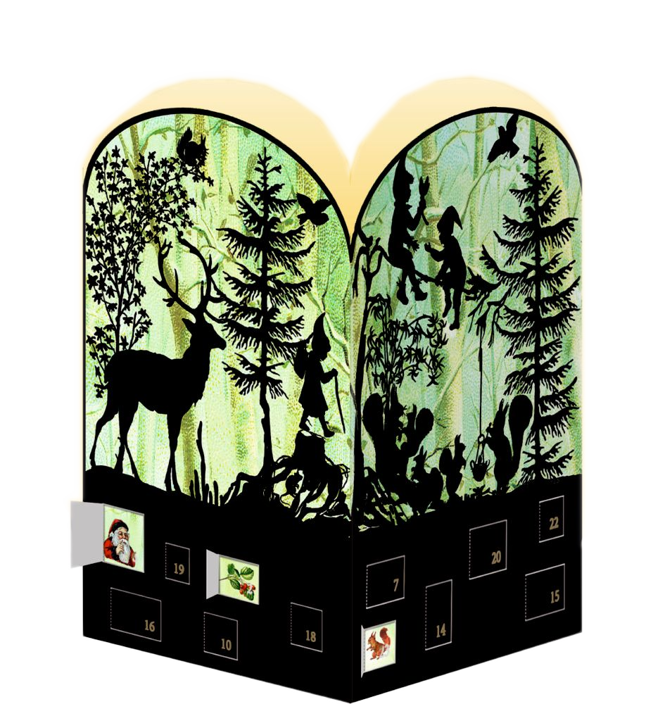 Mini-Adventskalender Windlicht Scherenschnitt assortiert