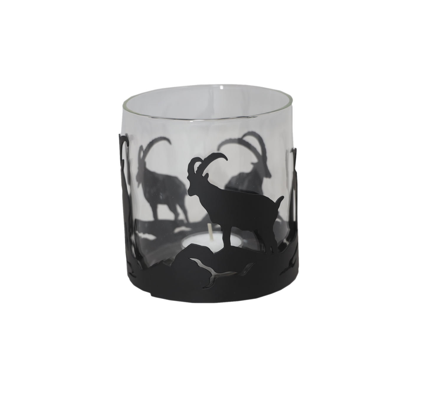 Windlicht Steinböcke Metall/Glas Ø11cm