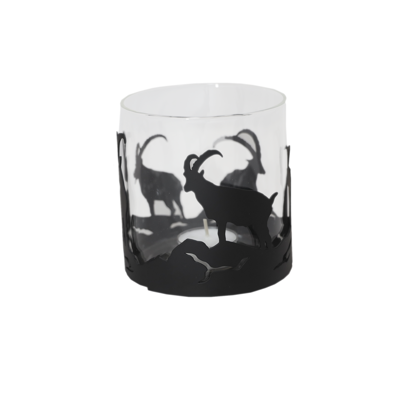 Windlicht Steinböcke Metall/Glas Ø11cm