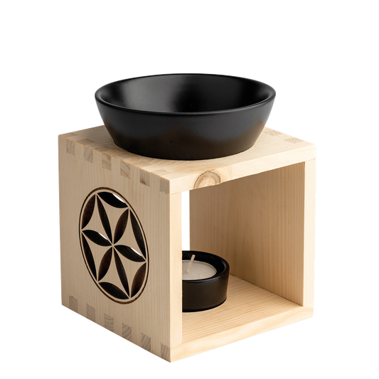 Duftlame aus Arvenholz mit Rosette Schwarze Schale