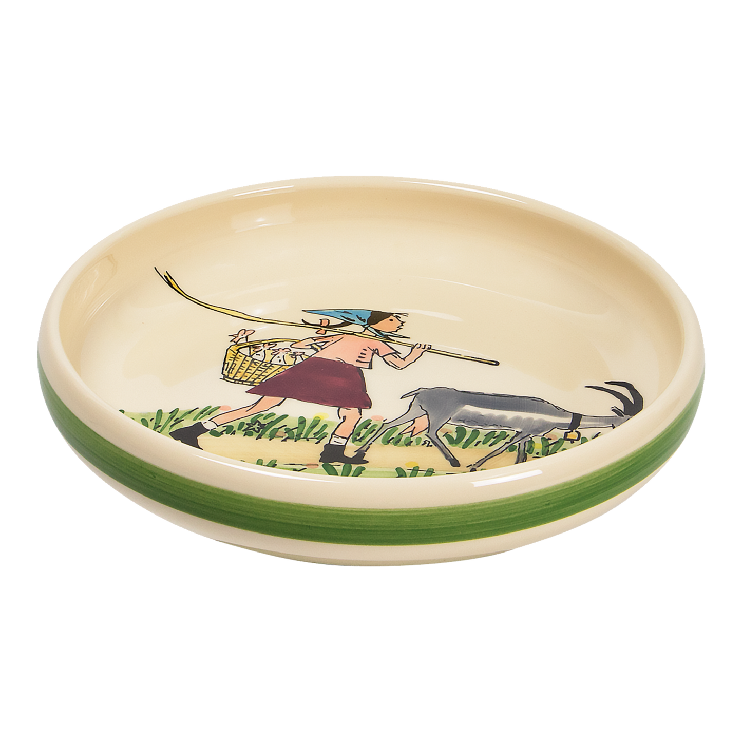 Children's plate Flurina with goat high rim ceramic