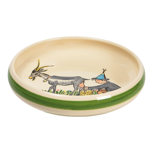 Piatto per bambini Ursli con capra in ceramica con bordo alto