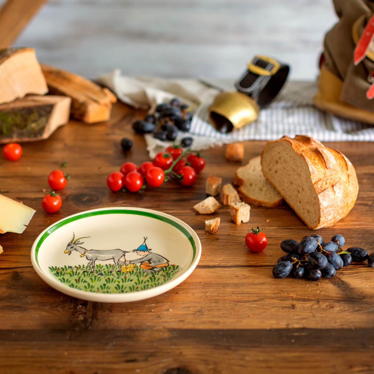 Plate Ursli with goat ceramic 21cm