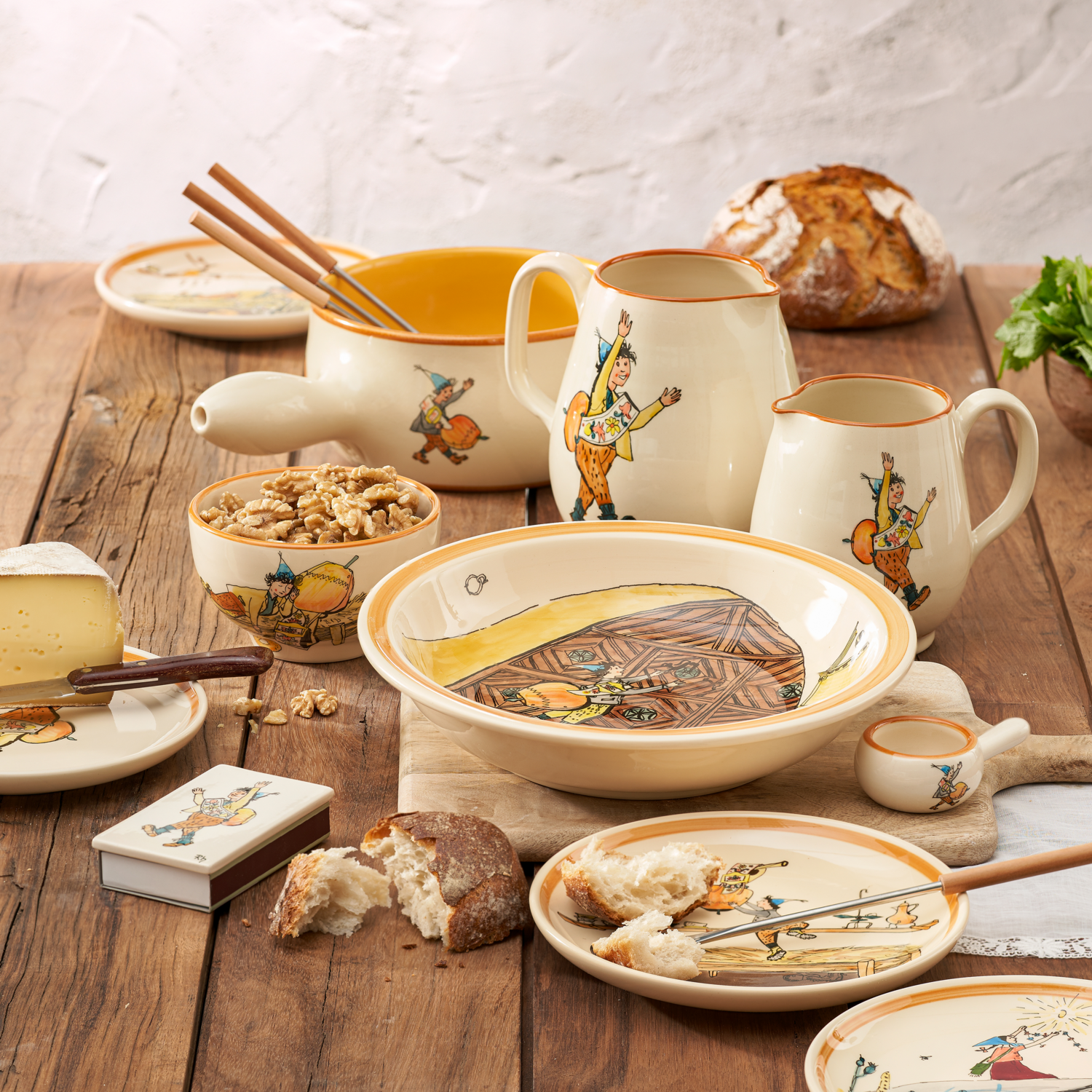 kruge fondue caquelon shellen ursli chalandamarz carigiet swiss keramik 48a4902f c81d 48ca 801b 404ed37c3974