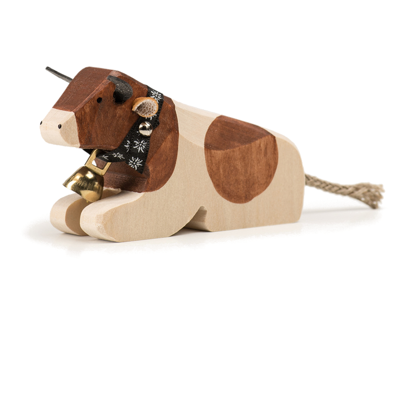Cow lying Red-Holstein wooden animal