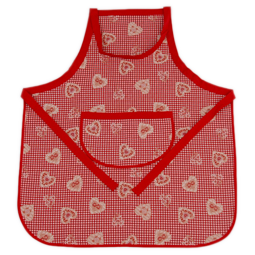 Grembiule pettorina Cuore+Edelweiss rosso/beige
