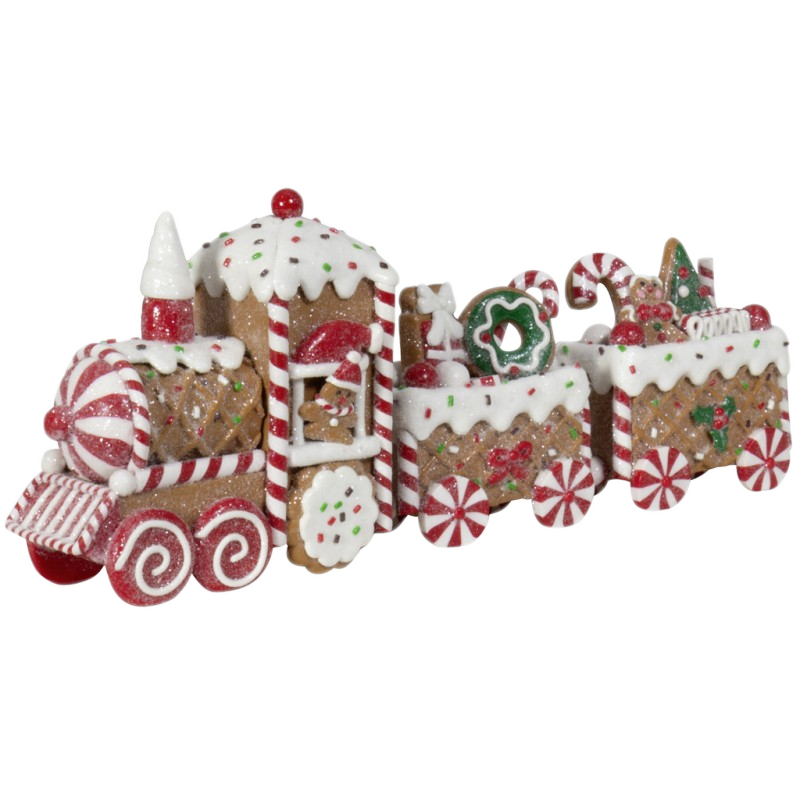 Lebkuchen-Glitzer-Zug Deko aus Harz 33cm