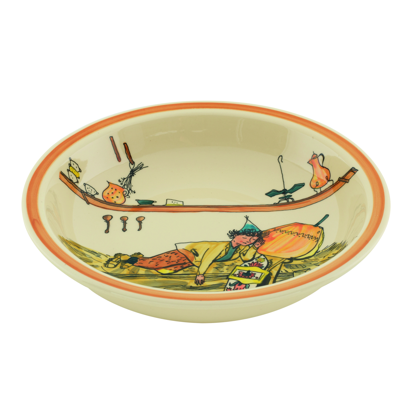 Children's plate Ursli sleeps on a bell high rim ceramic